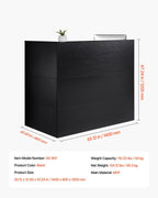 Reception Desk, 1400 x 800 x 1200 mm L-Shaped Front Counter Table, Office Reception Counter with Drawer Keyboard Tray and Storage Cabinet, for Checkout, Lobby, Beauty Salon & Office, Black