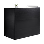 Reception Desk, 1400 x 800 x 1200 mm L-Shaped Front Counter Table, Office Reception Counter with Drawer Keyboard Tray and Storage Cabinet, for Checkout, Lobby, Beauty Salon & Office, Black