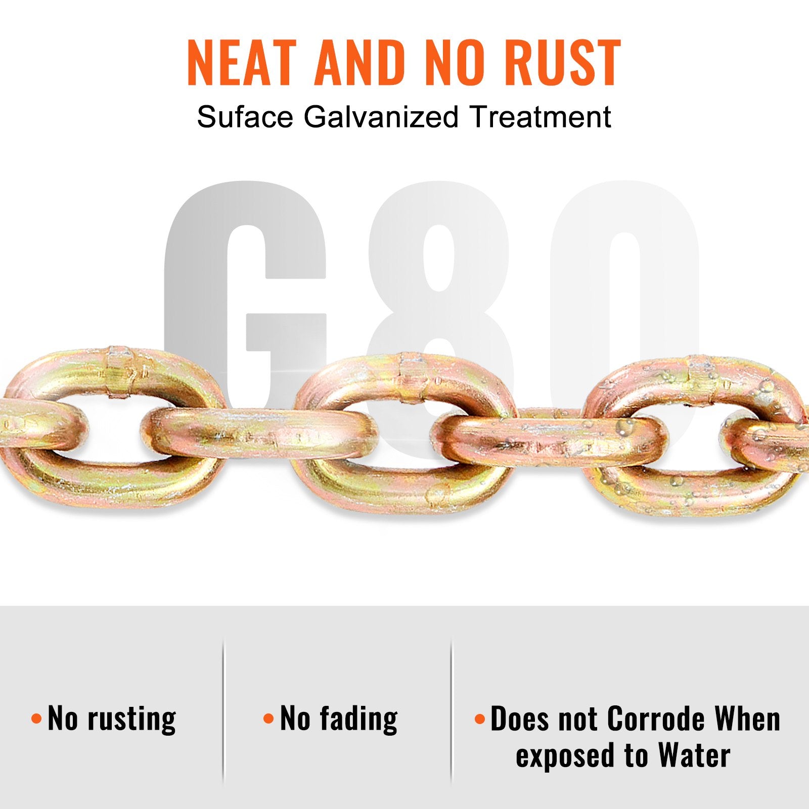Transport Binder Chain, 2222 kg Working Load Limit, G80 Tow Chain Tie Down with Grab Hooks, DOT Certified, Galvanized Coating Manganese Steel for Dock Factory Construction Site