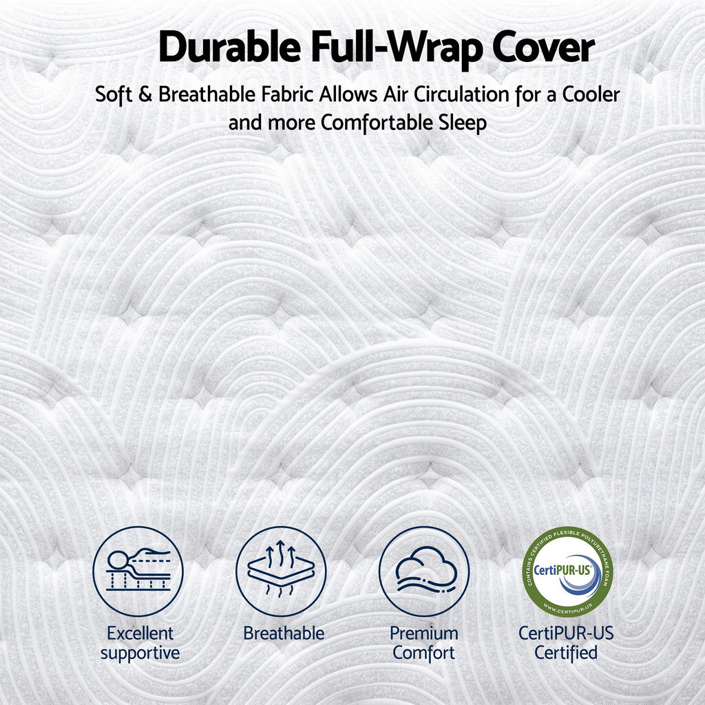 RoomSense Queen 34cm Medium Soft Gel Mattress Bundle, Oatmeal Bed Frame